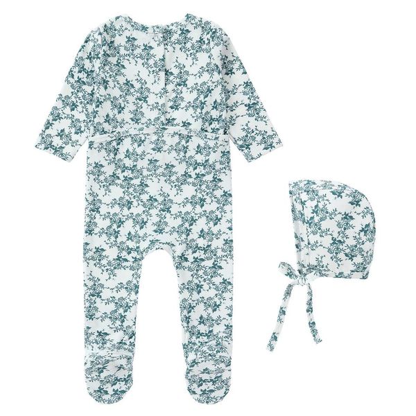 Green Floral Footie