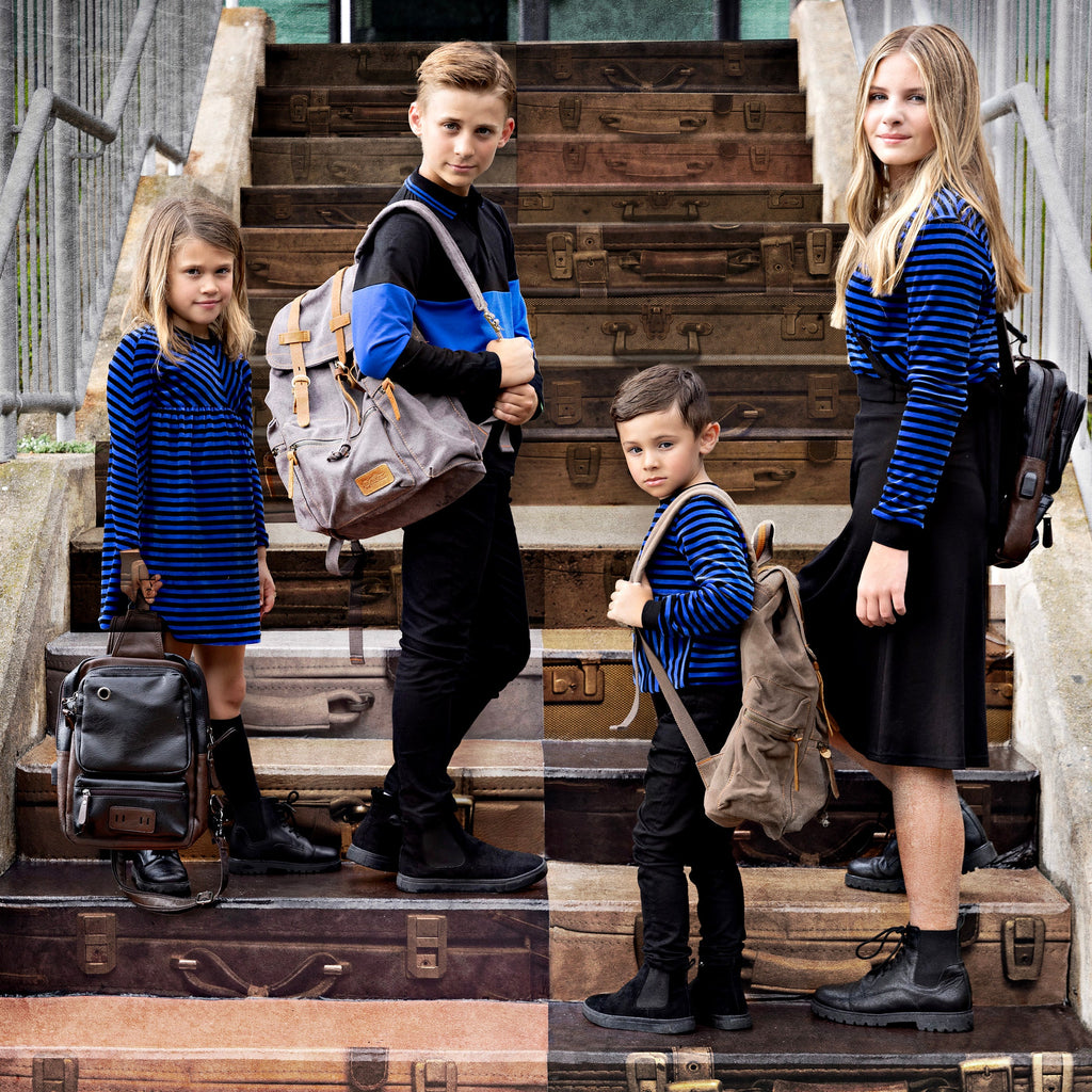 Royal Blue and Black Striped Velour Wrap Top