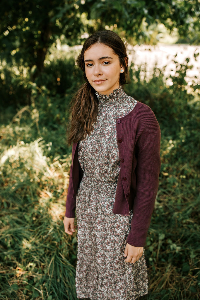 Merlot Cropped Knit Cardigan