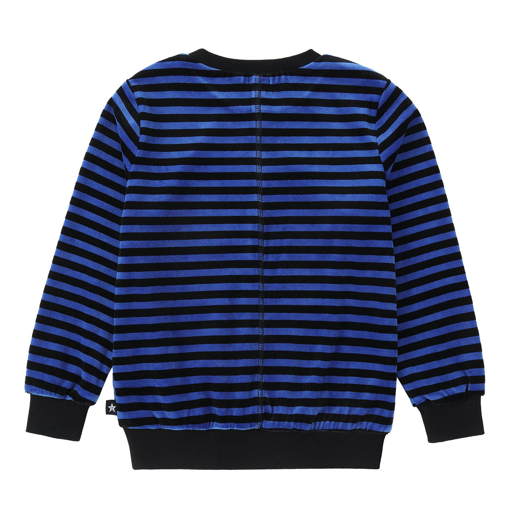 Royal Blue and Black Striped Velour Sweatshirt