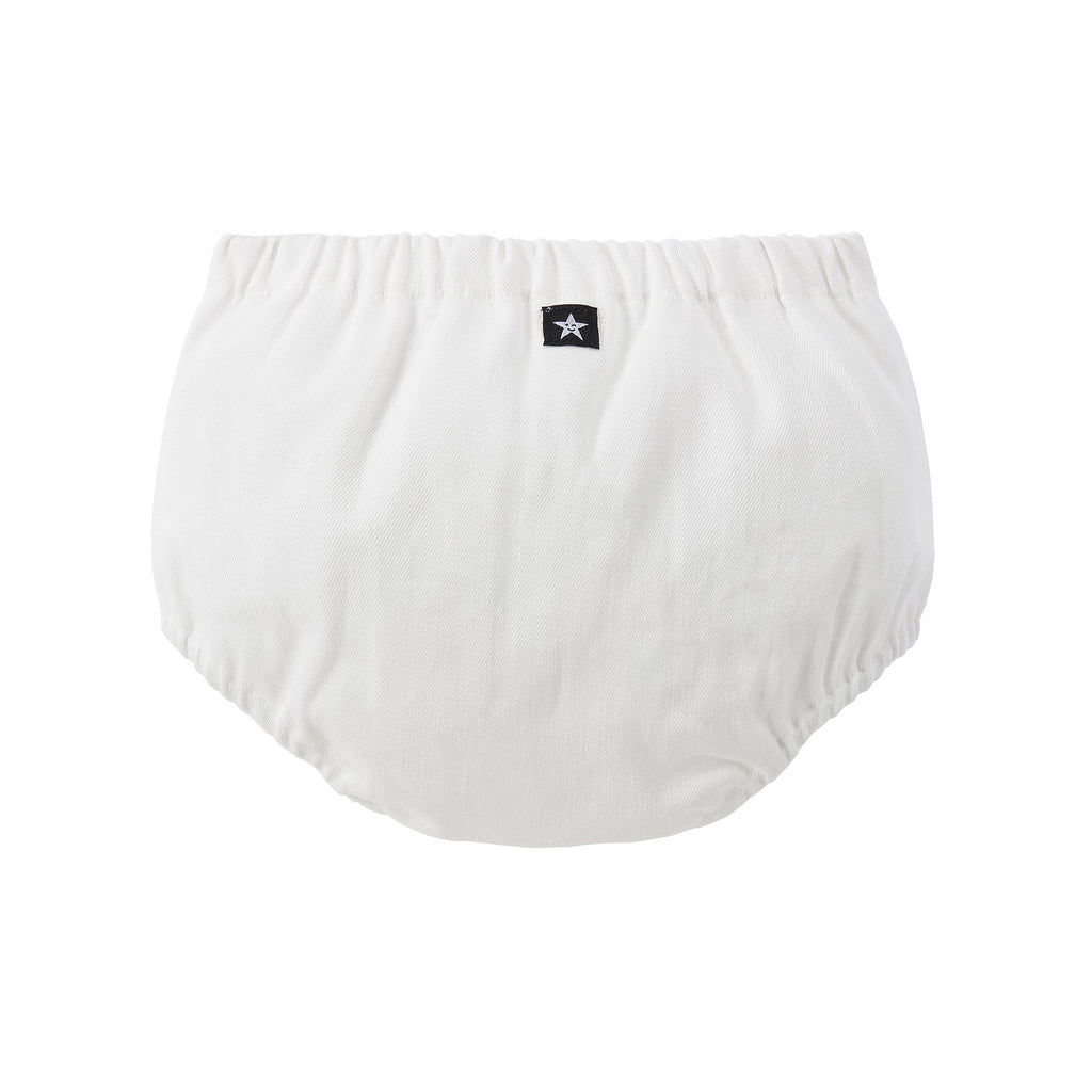 White Denim Wooden Buttton Detail Bloomer