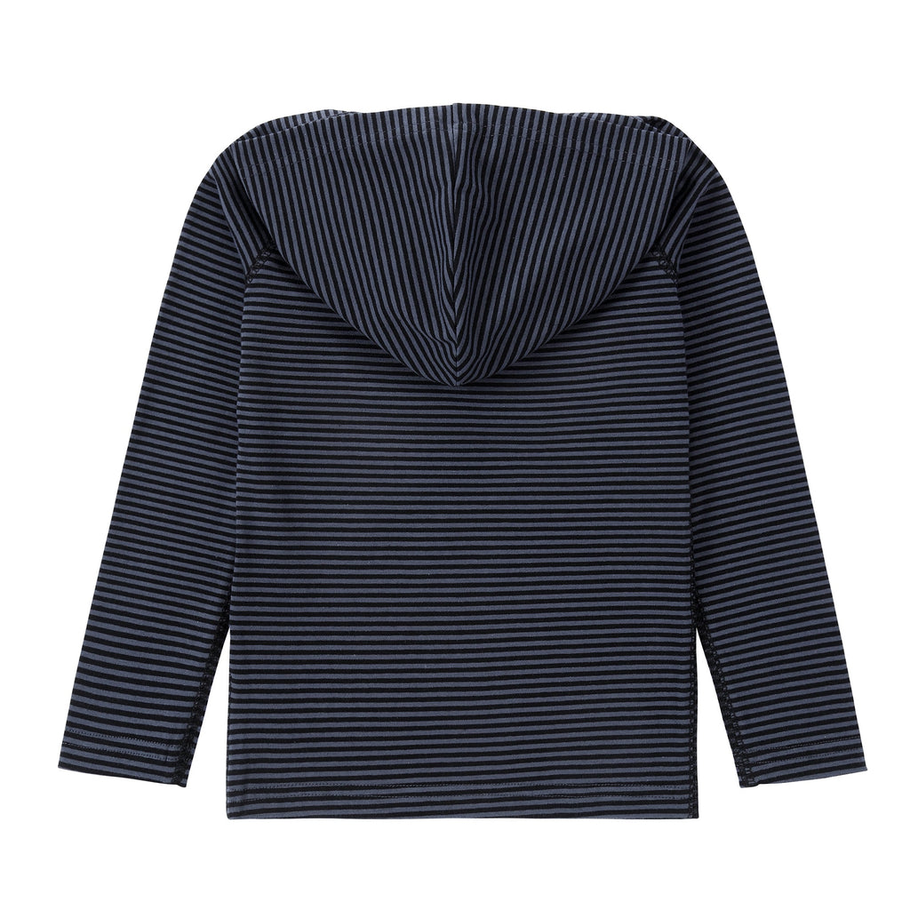 Slate Blue Striped Hooded Henley