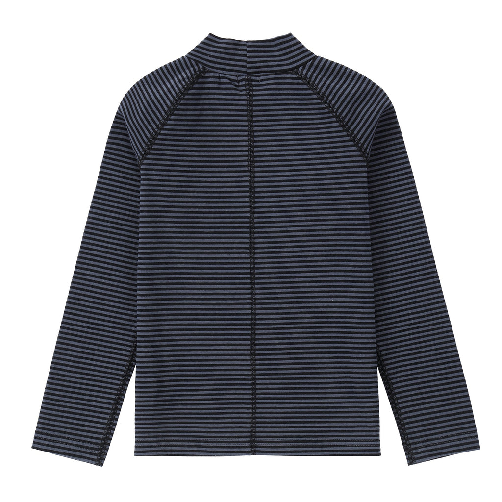 Slate Blue Striped Mock Neck