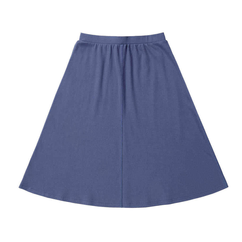 Blue A-line Skirt with Outside Seams