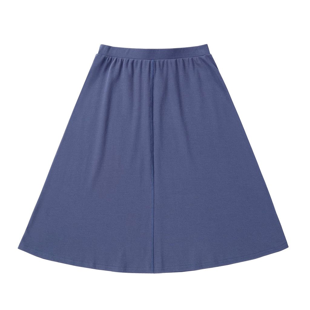 Blue A-line Skirt with Outside Seams