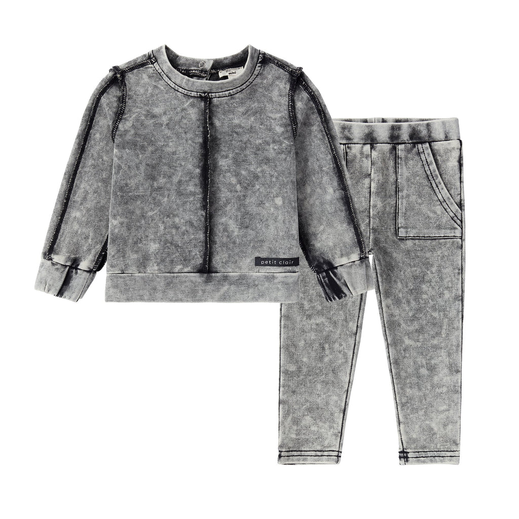 Black Wash Sweatshirt Set