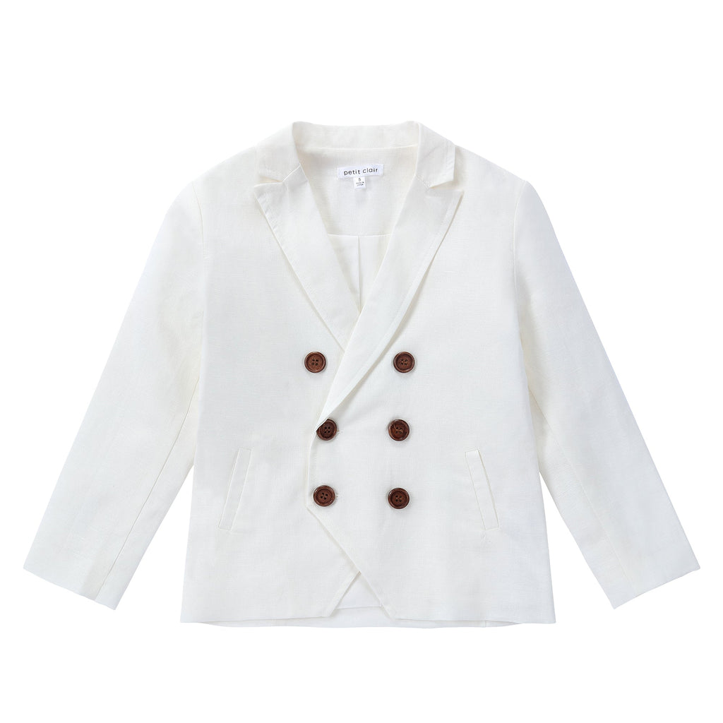 Ivory Linen Double Breasted Blazer