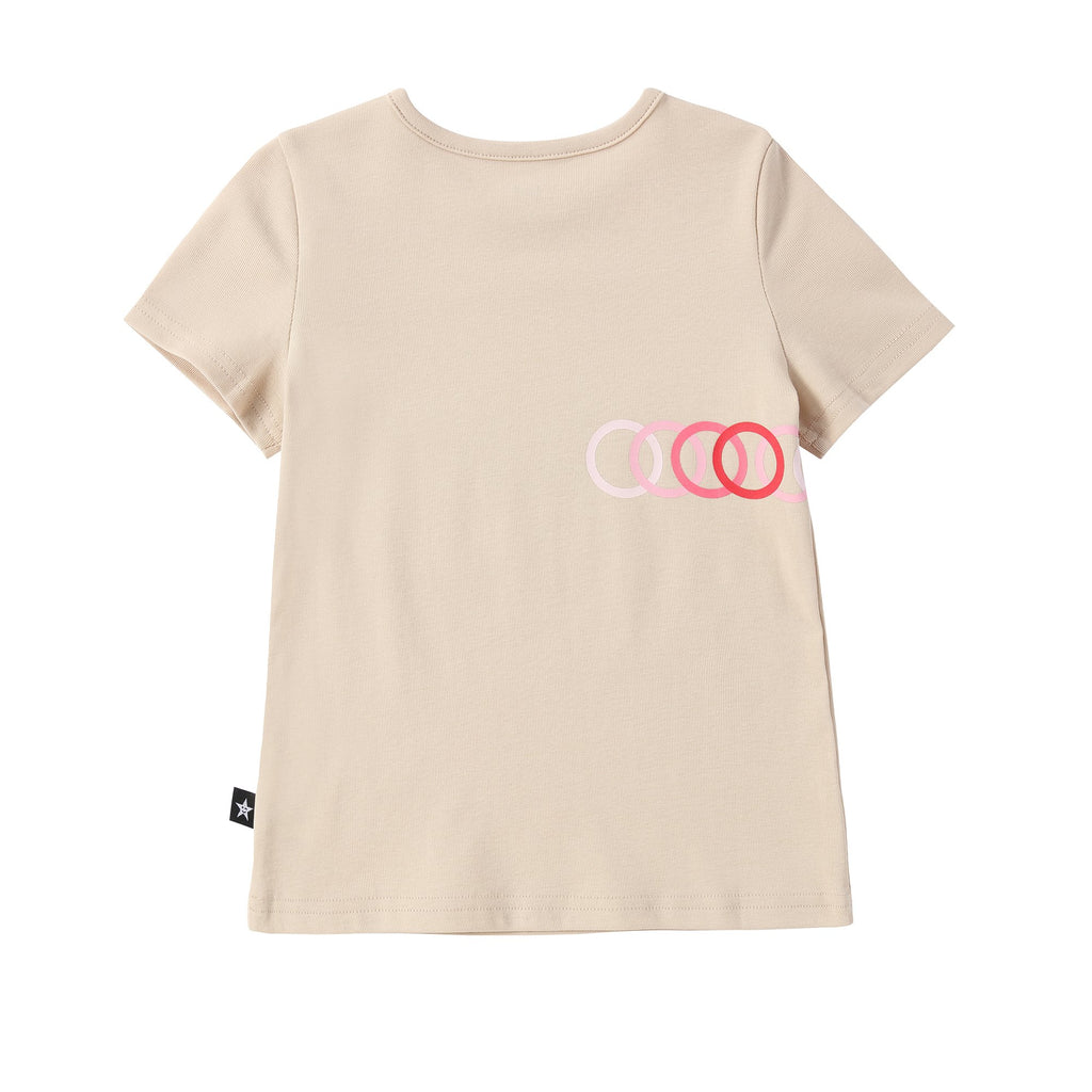 Bike Print Tshirt in Tan/Pink