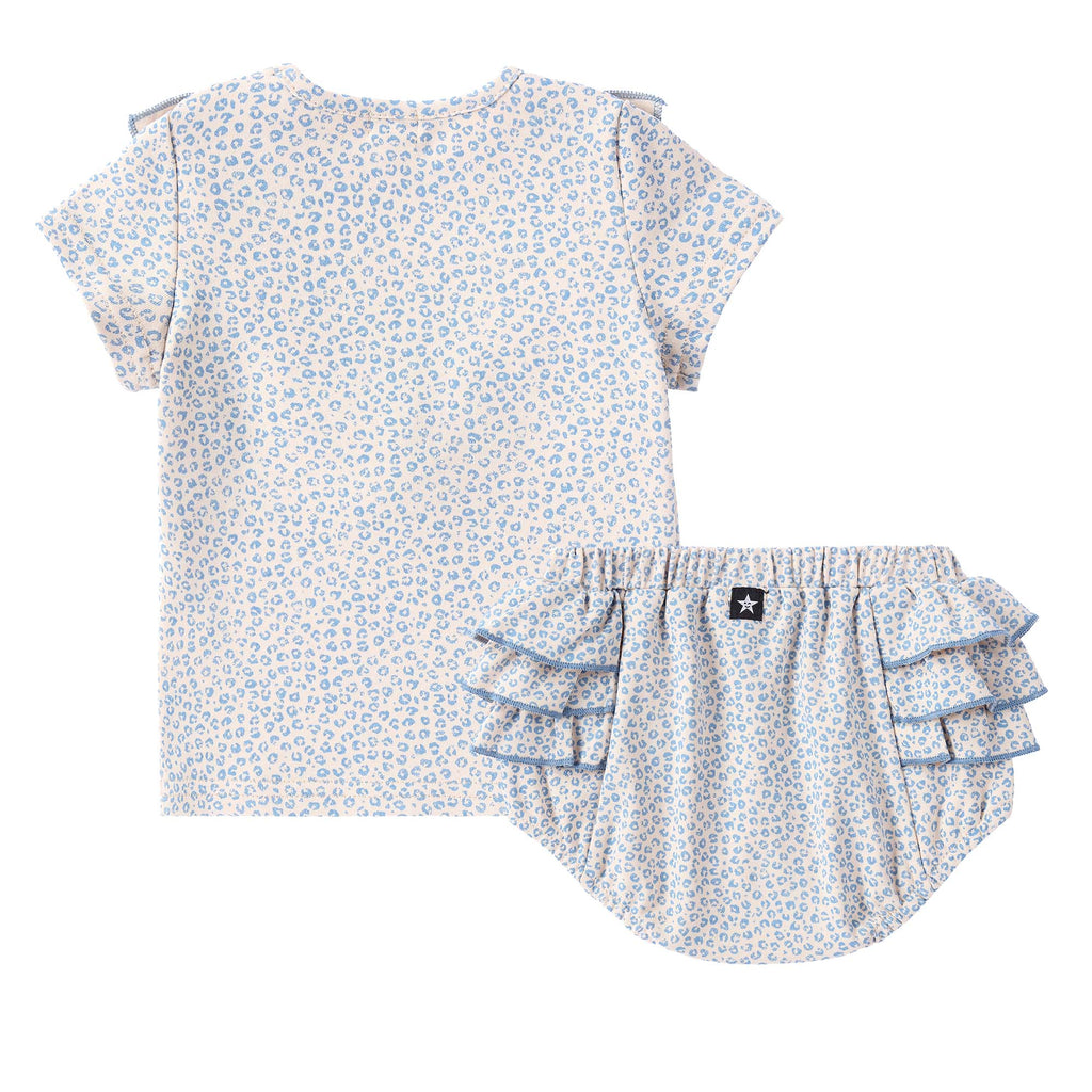 Ruffle Tan and Blue Leopard T-shirt Set