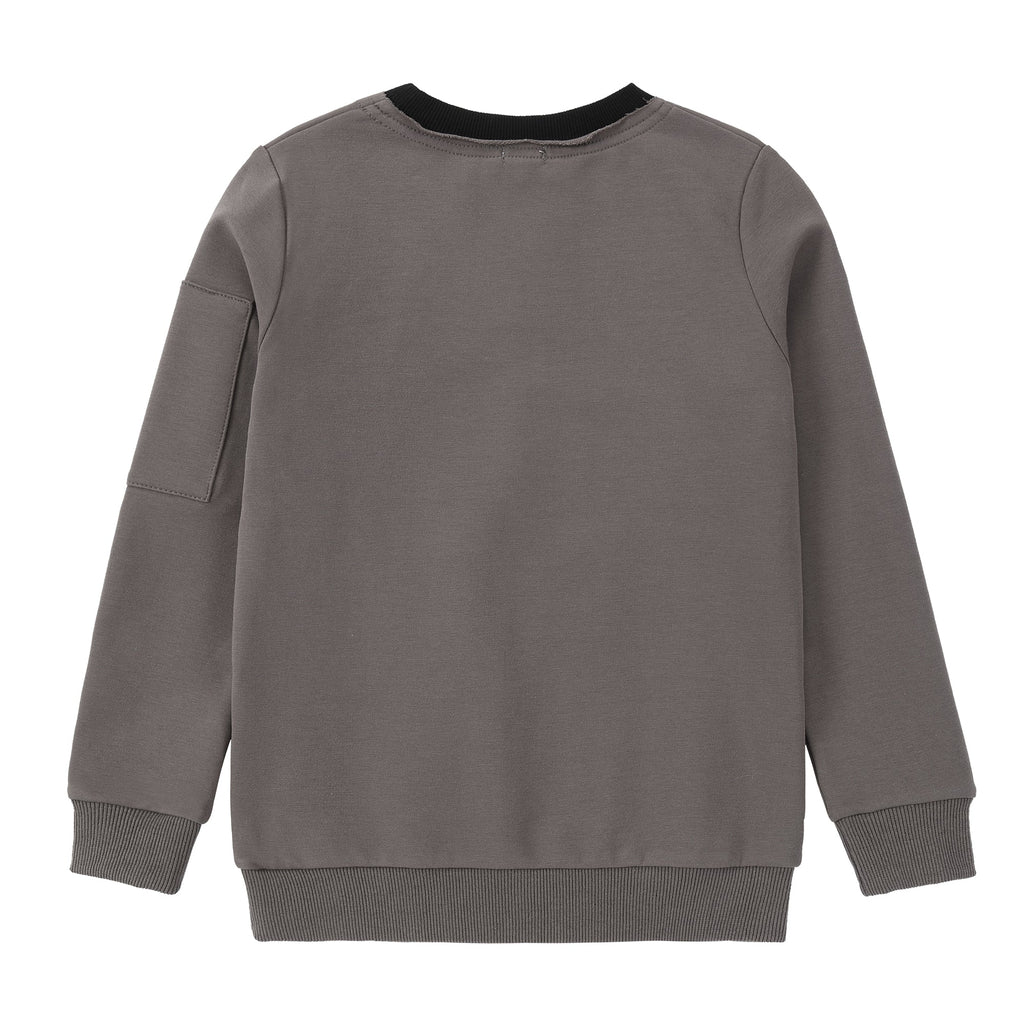 Grey Sweatshirt With Neck Detail