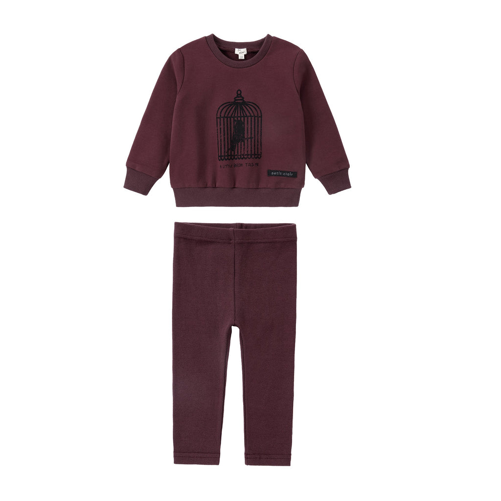 Sweatshirt Set With Bird Cage Print