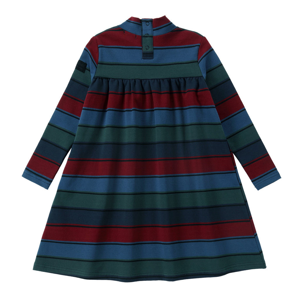 Jewel-Tone Stripe Mock Neck Dress