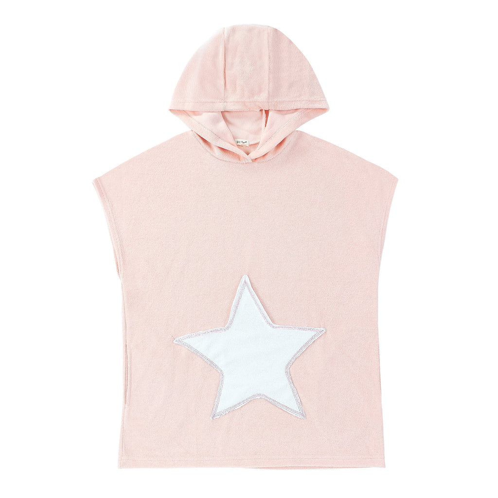 Pink Terry Poncho with Star Accent