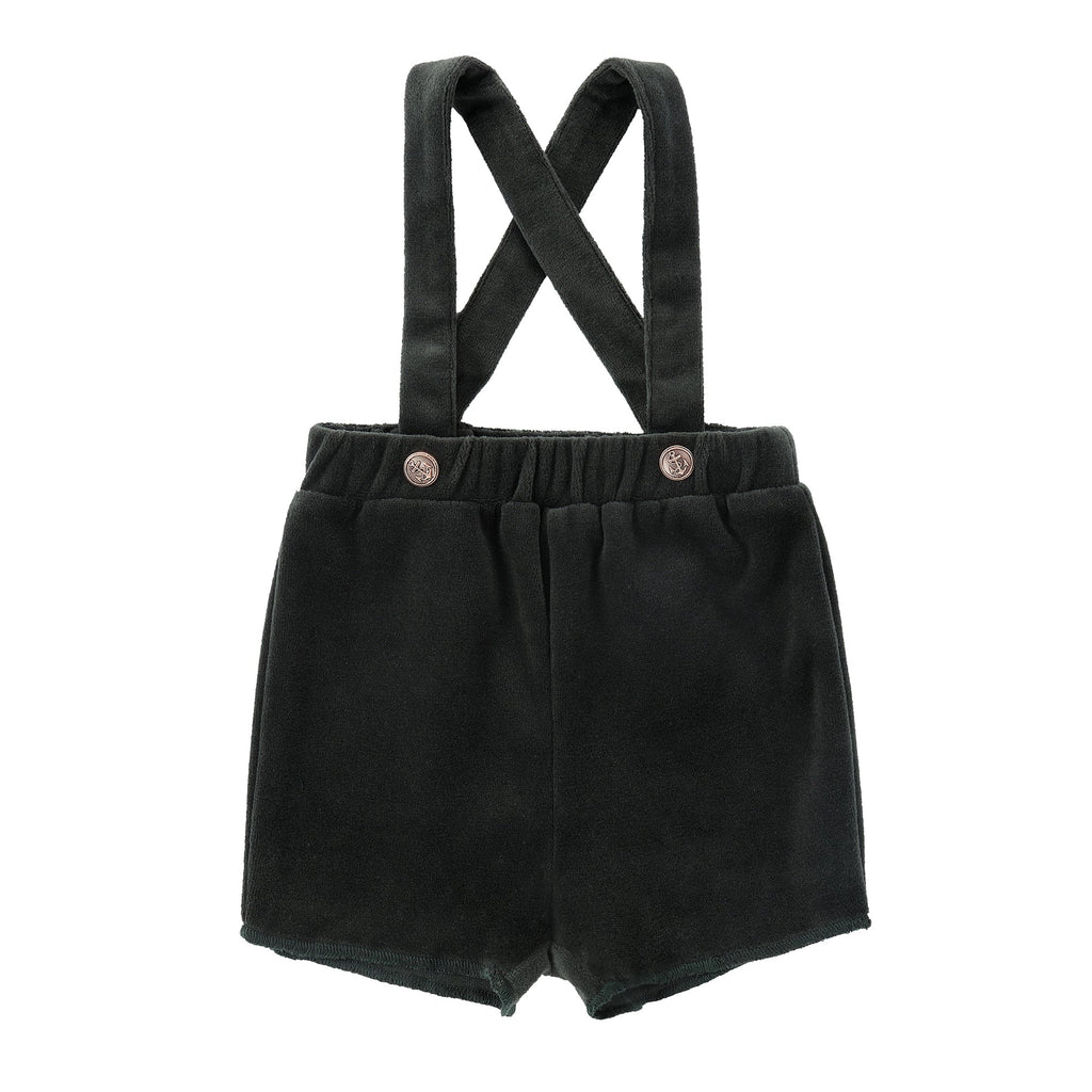 Green Velvet Suspender Shorts