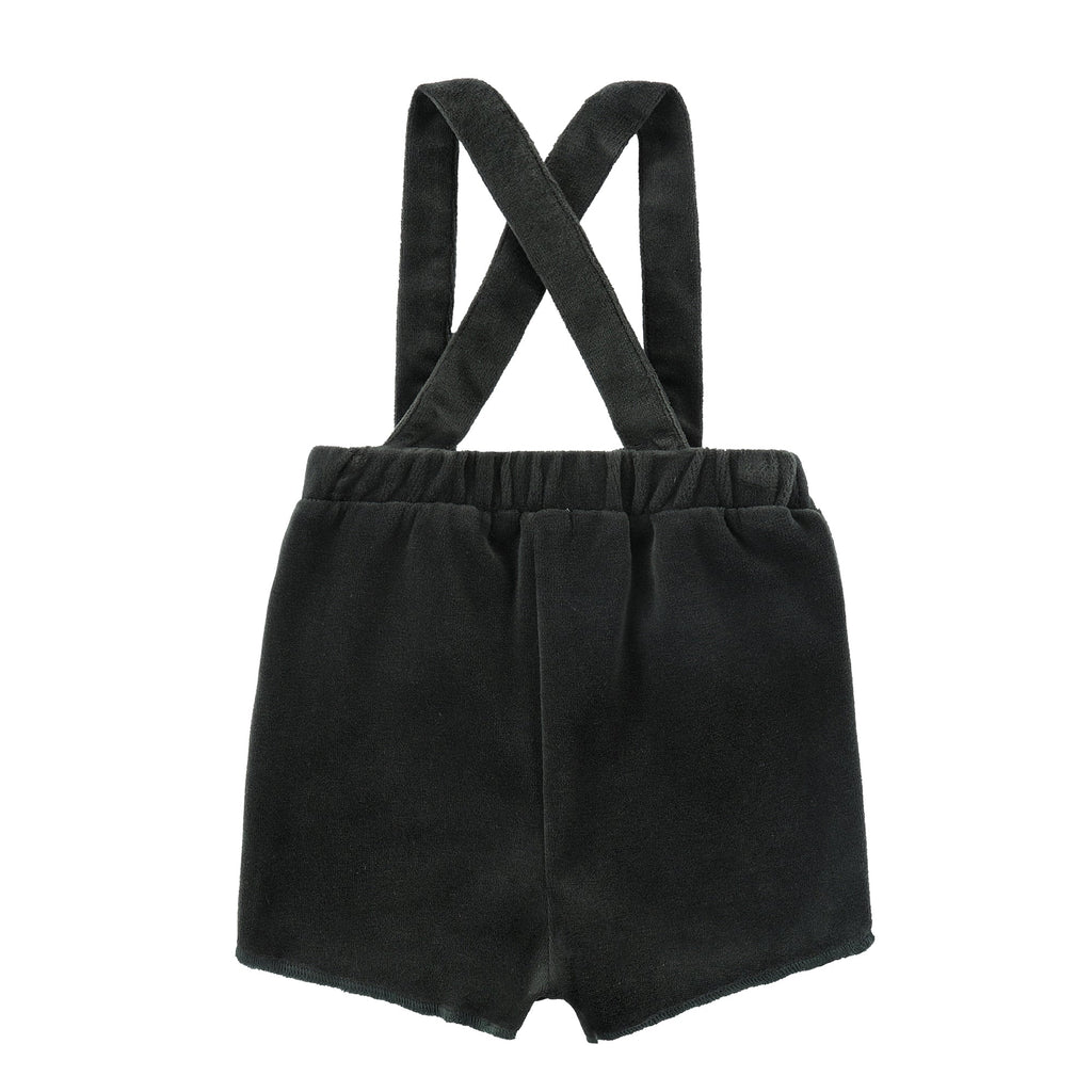 Green Velvet Suspender Shorts