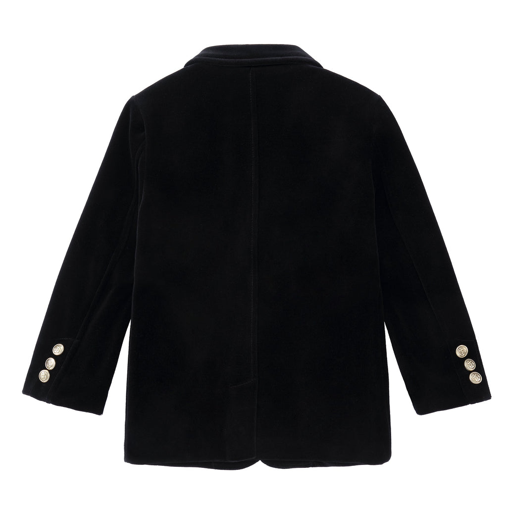 Black Velvet Blazer With Gold Buttons