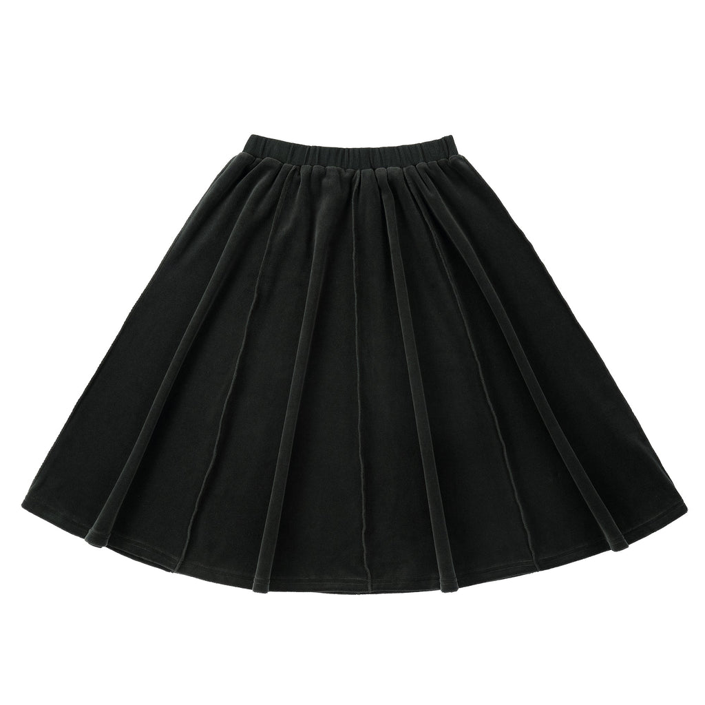 Green Velour Paneled Skirt