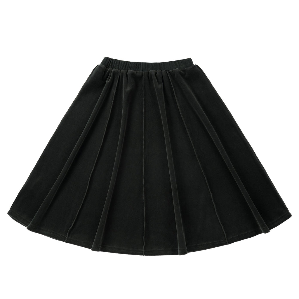 Green Velour Paneled Skirt