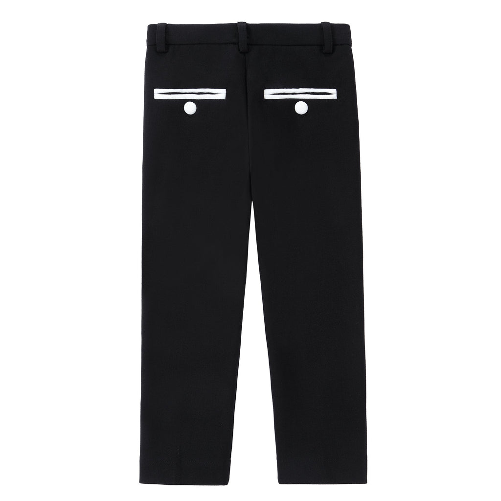 Black Pants With Ivory Velvet Detail