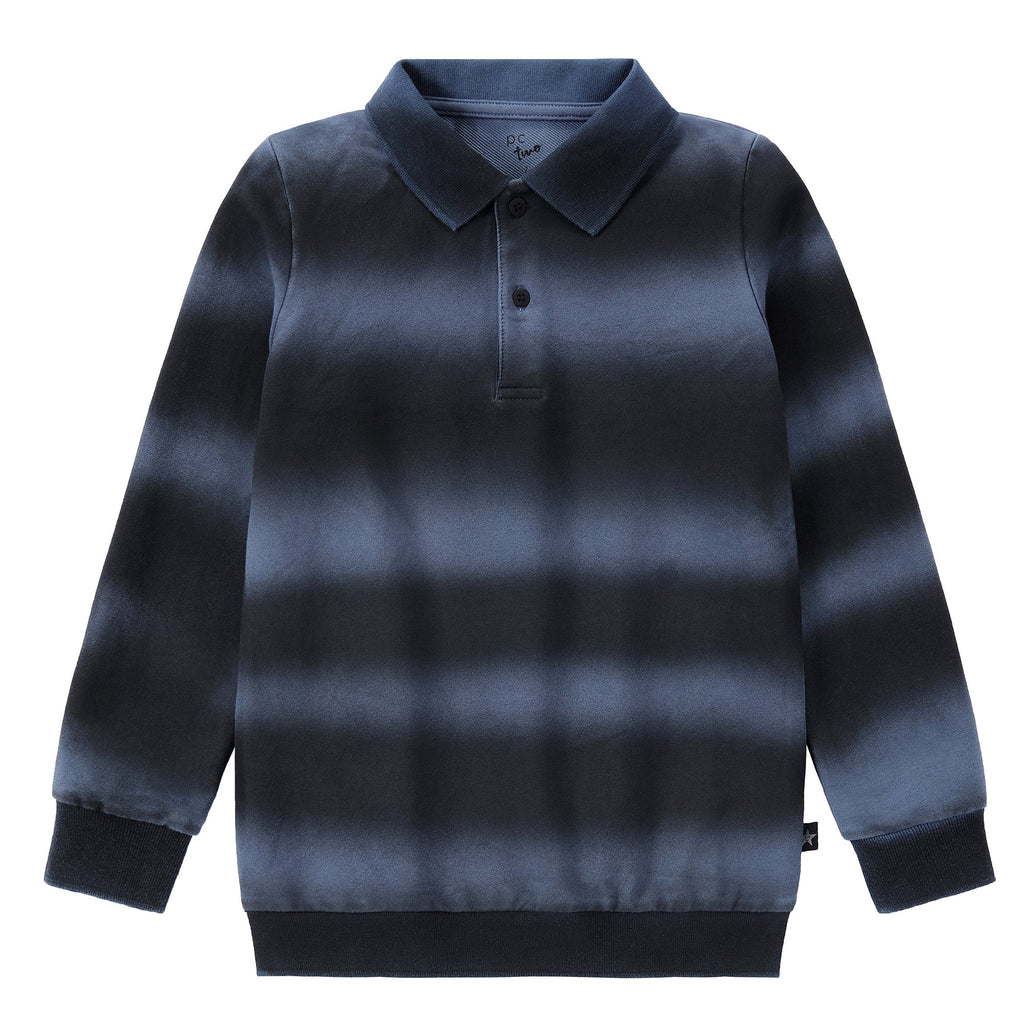 Blue & Black Dyed Stripe Polo