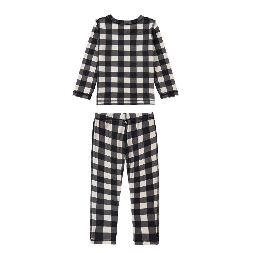 Black and Tan Gingham  Print V-Neck Pajama