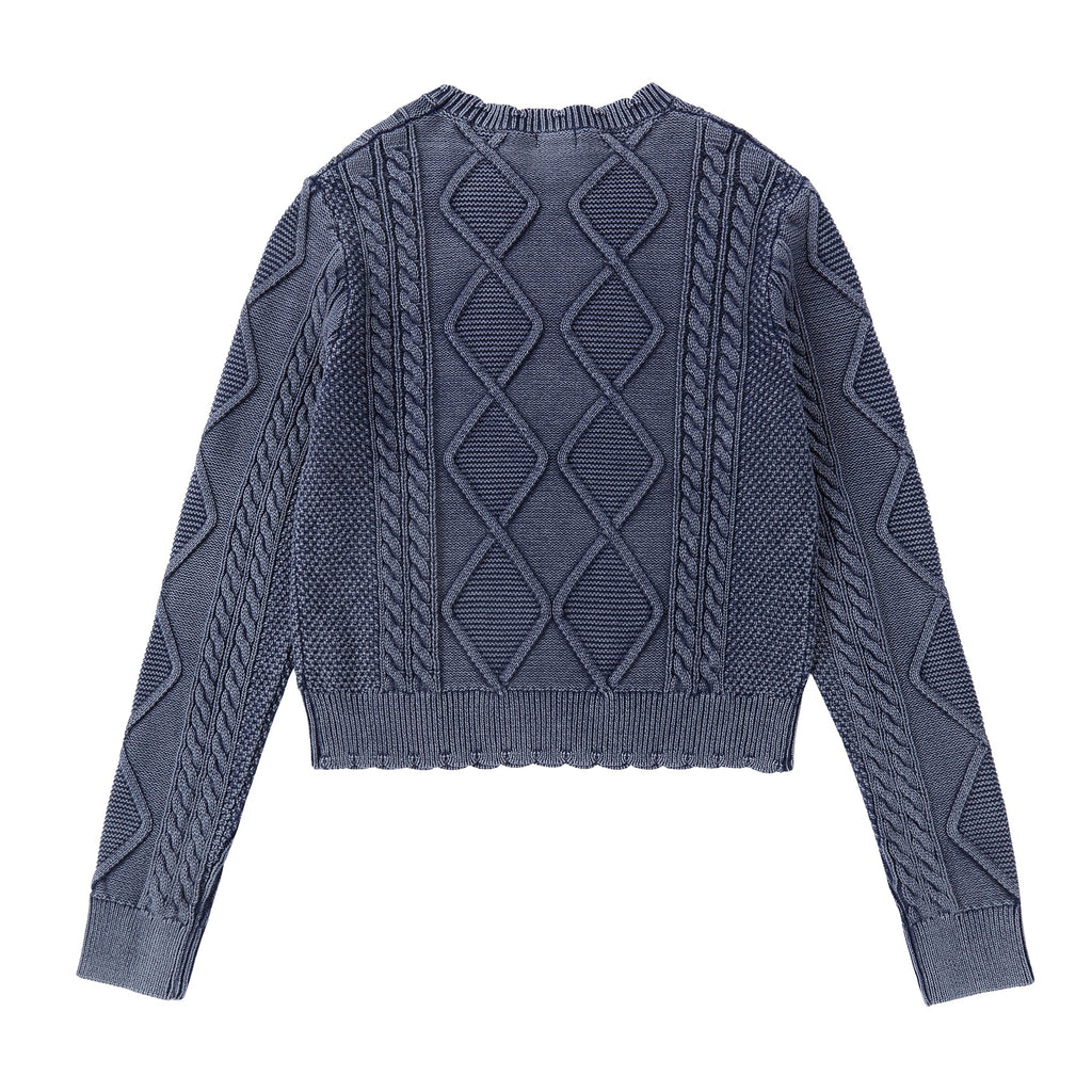 Blue Wash Cable Knit Sweater