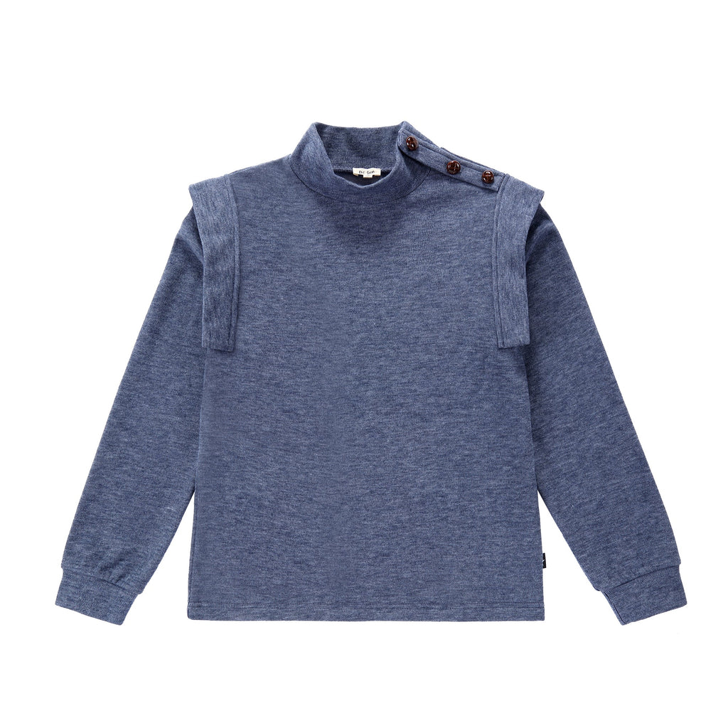 Teens Textured Blue Sweatshirt with Shoulder Details