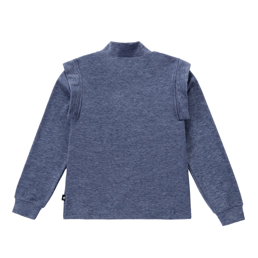 Teens Textured Blue Sweatshirt with Shoulder Details