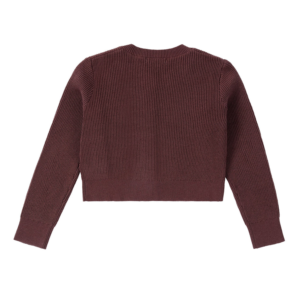 Merlot Cropped Knit Cardigan