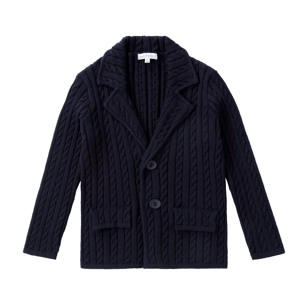 Navy Cable Knit Blazer