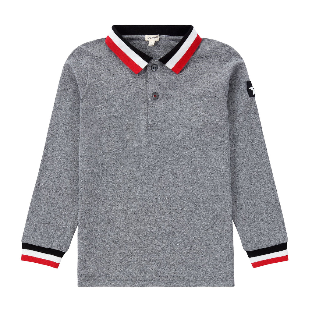 Heather Grey Long Sleeve Polo