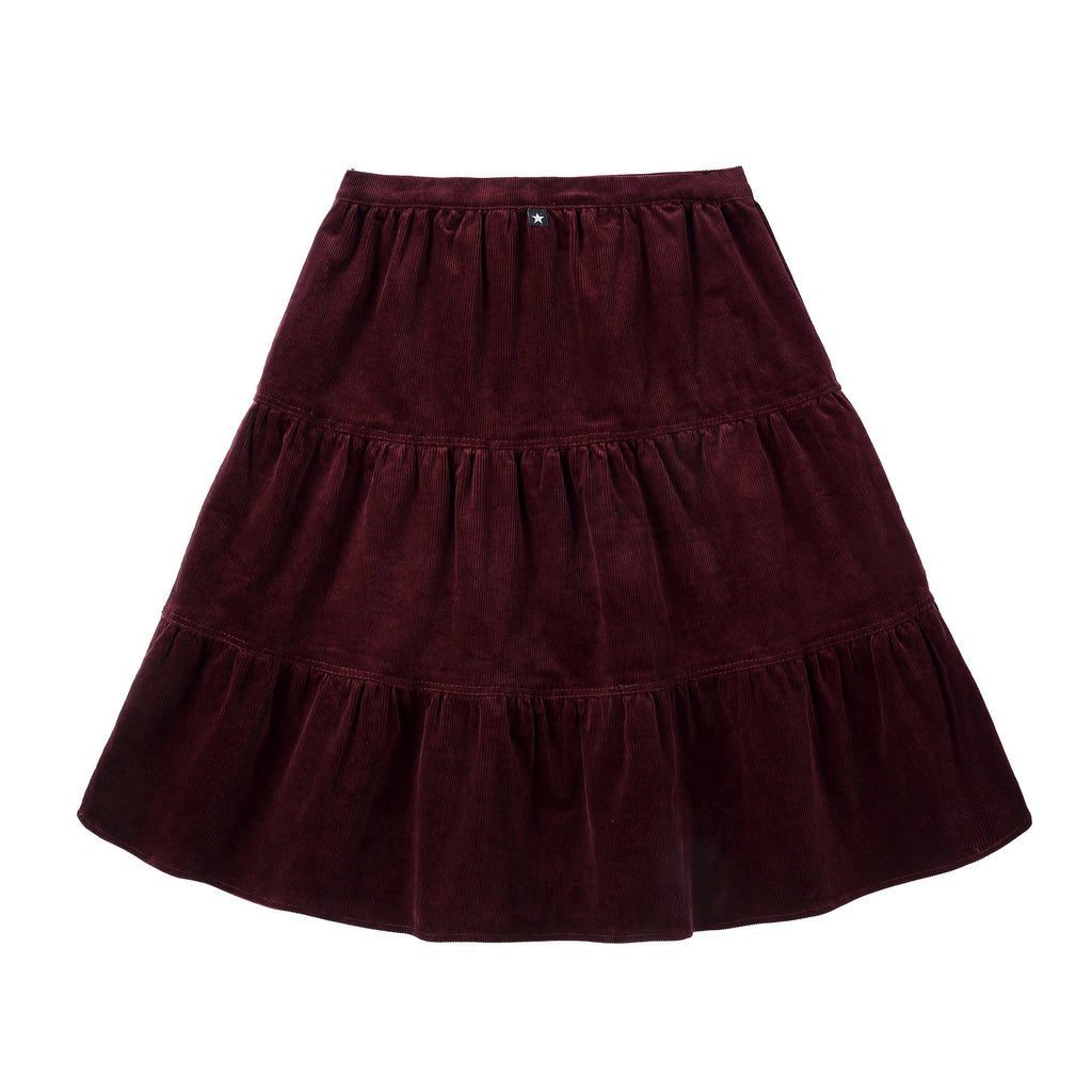 Teens Plum Corduroy Tiered Skirt