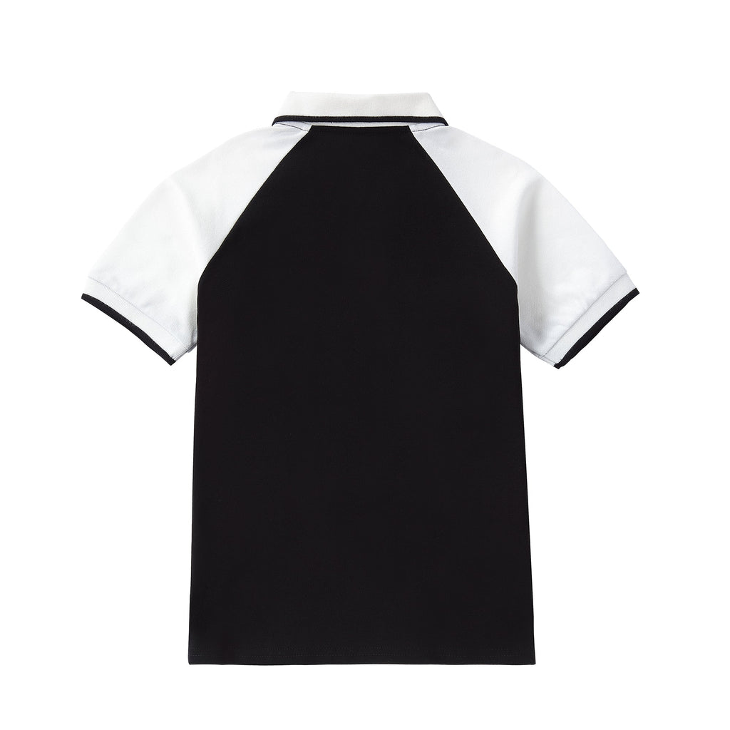 Black and White Raglan Zipper Polo