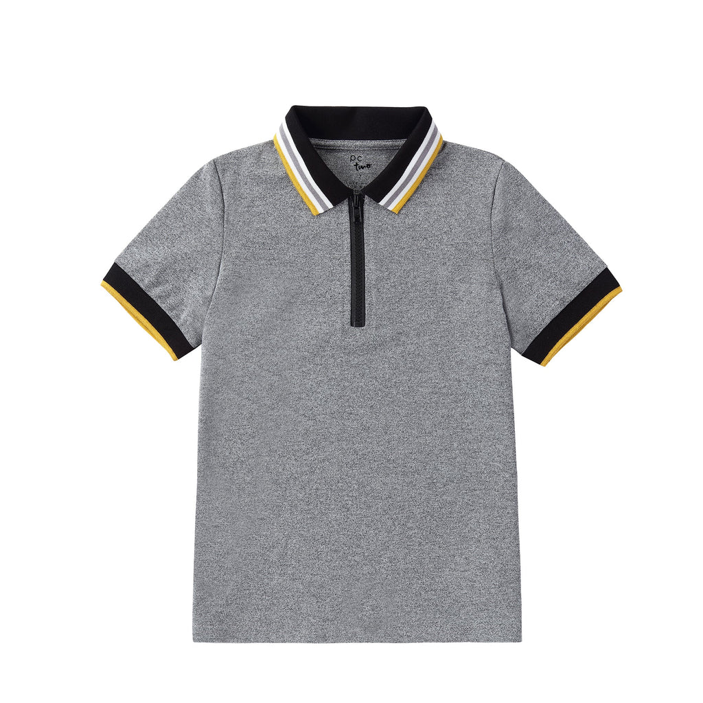 Heather Grey with Black and Mustard Accents Polo