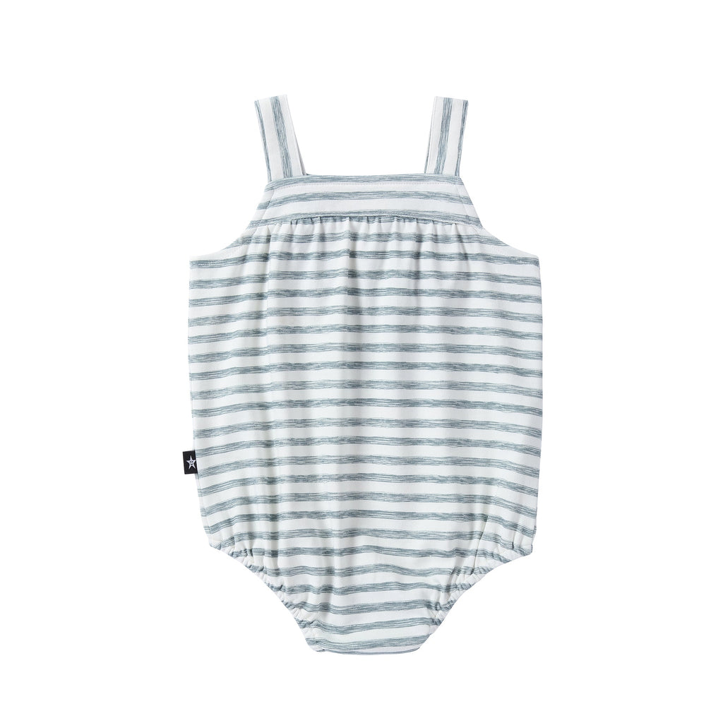 Dusty Blue Sketched Stripe Romper