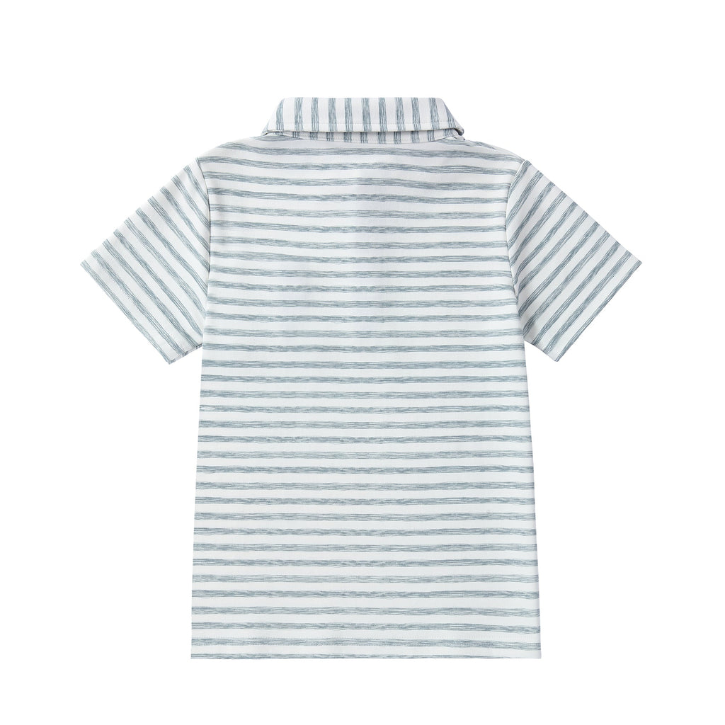 Dusty Blue Sketched Stripe Polo