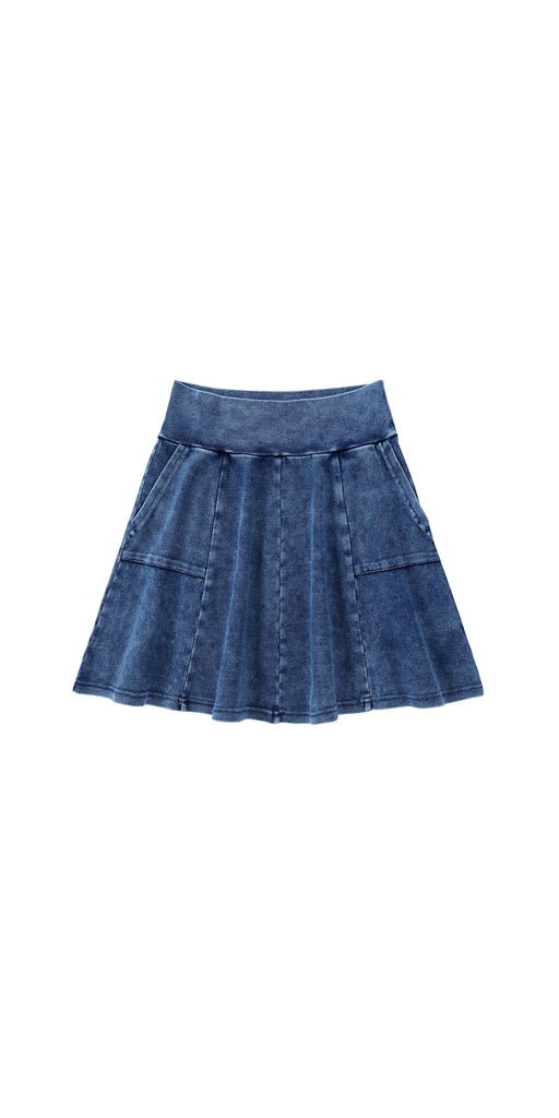 Blue Stretch Denim Pocket Skirt