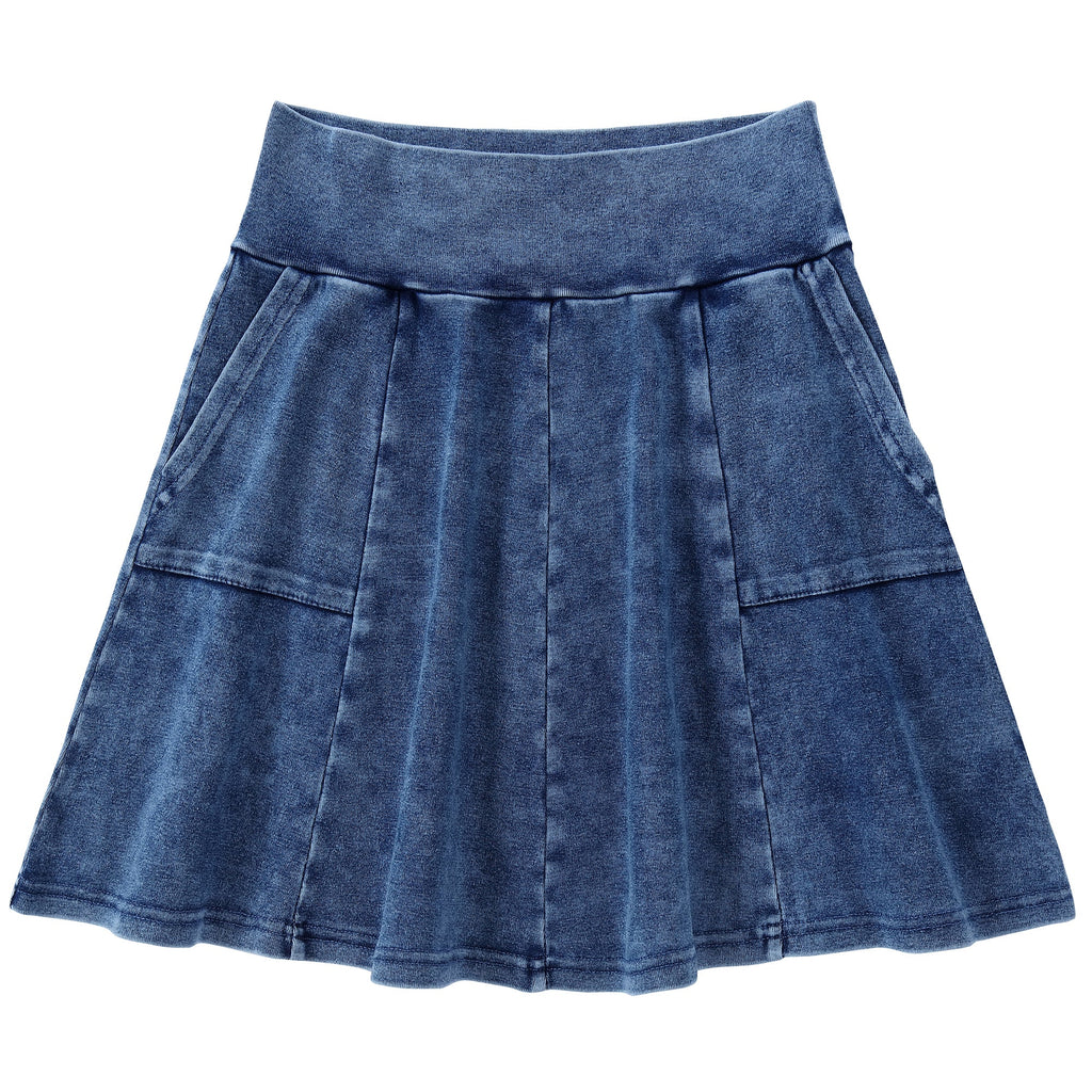 Blue Stretch Denim Pocket Skirt