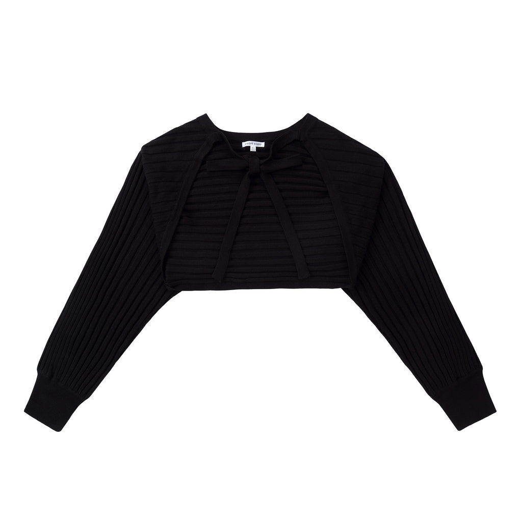 Black Wide Ribbed Knit Shrug