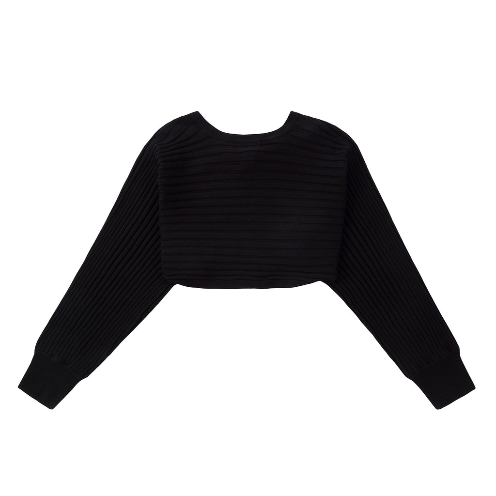 Black Wide Ribbed Knit Shrug