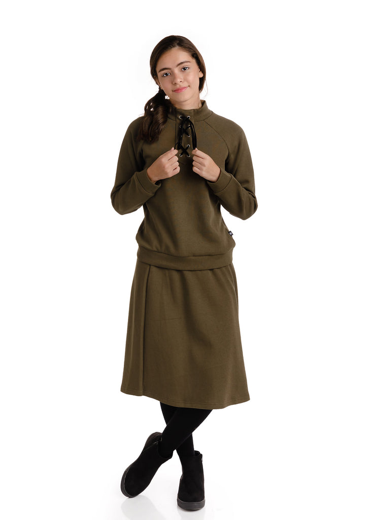 Teens Deep Olive A-line Skirt