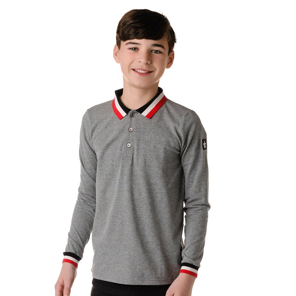 Heather Grey Long Sleeve Polo