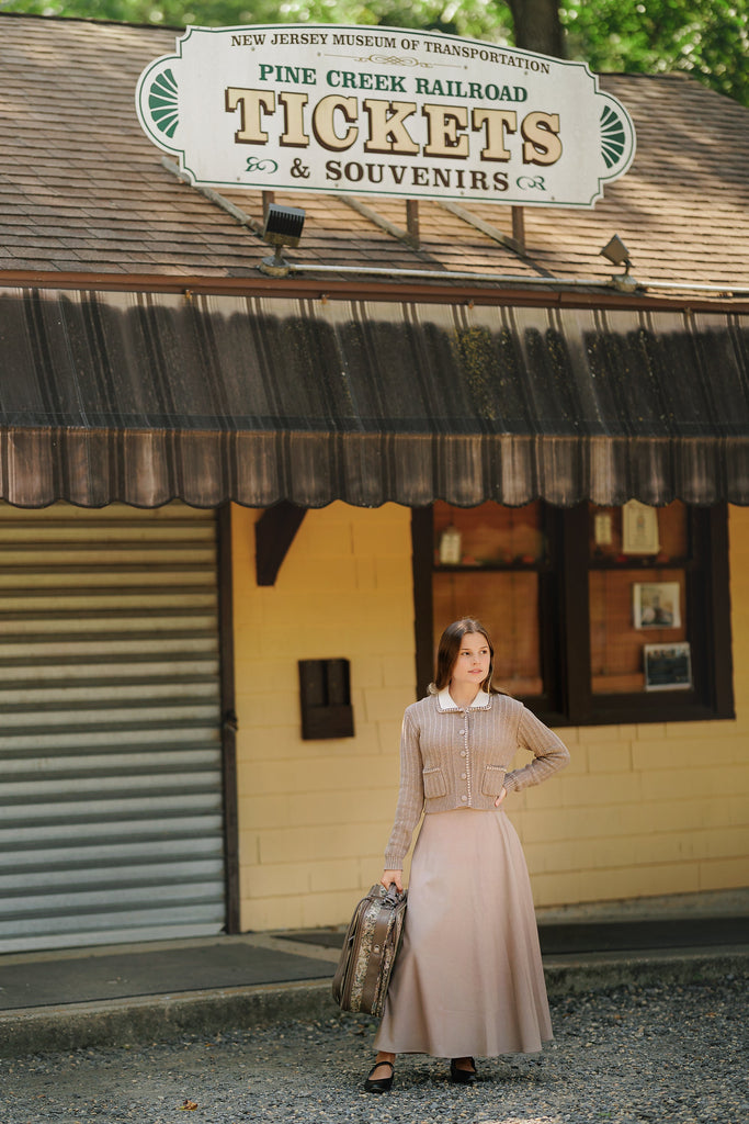 Tan Midi A-Line Skirt