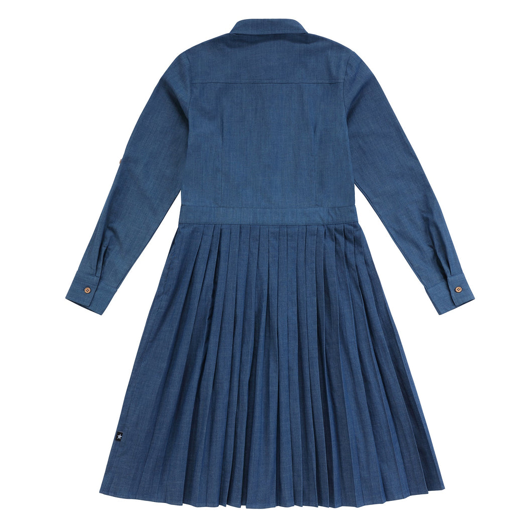 Teens Pleated Dress in Chambray