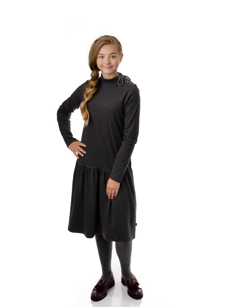 Teens' Heather Grey Drop-Waist Dress