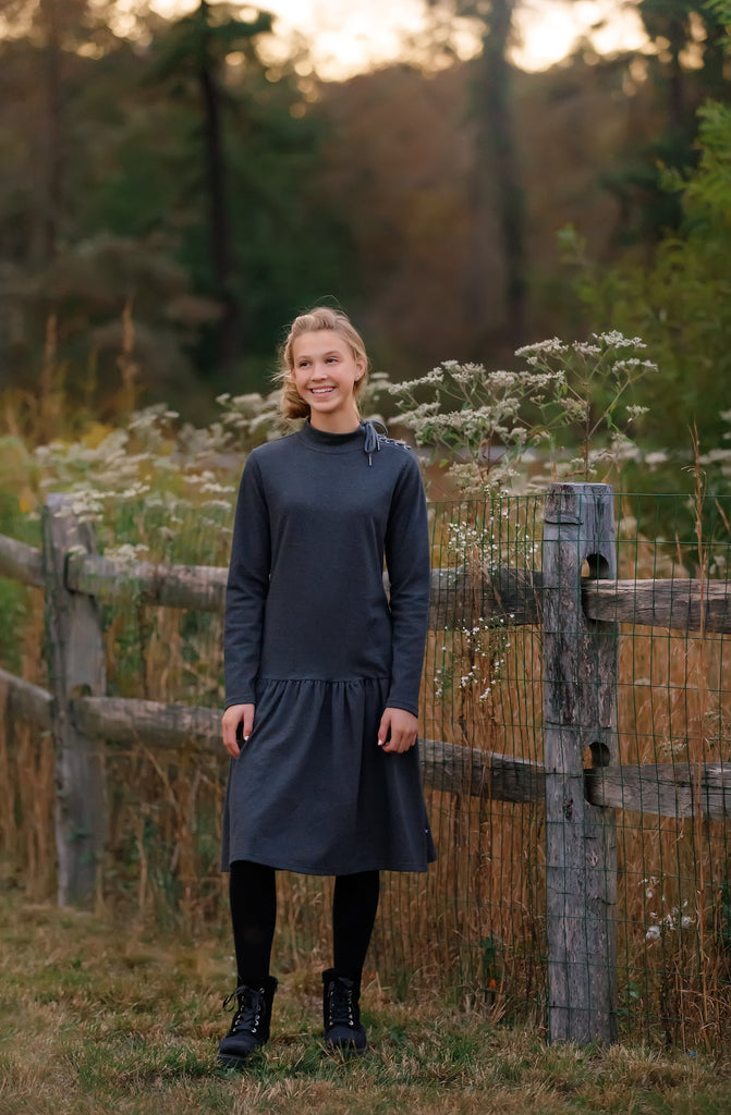 Teens' Heather Grey Drop-Waist Dress