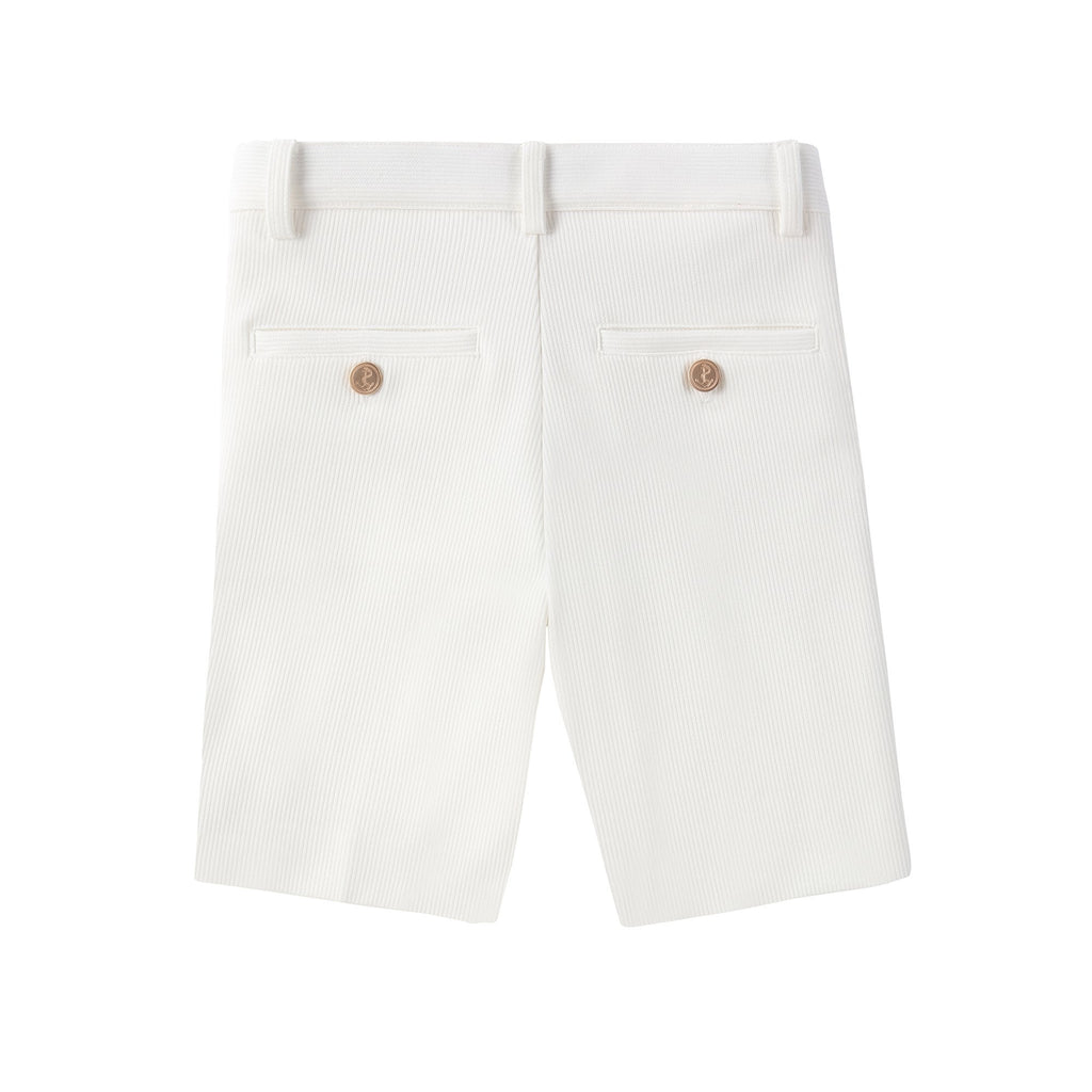 White Ribbed Textured Shorts