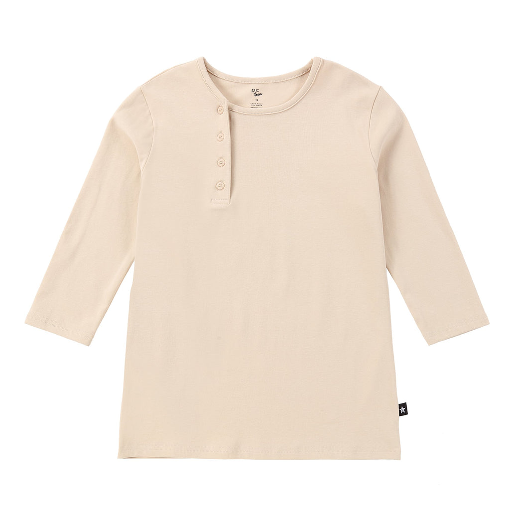 Side Placket T-shirt in Cream