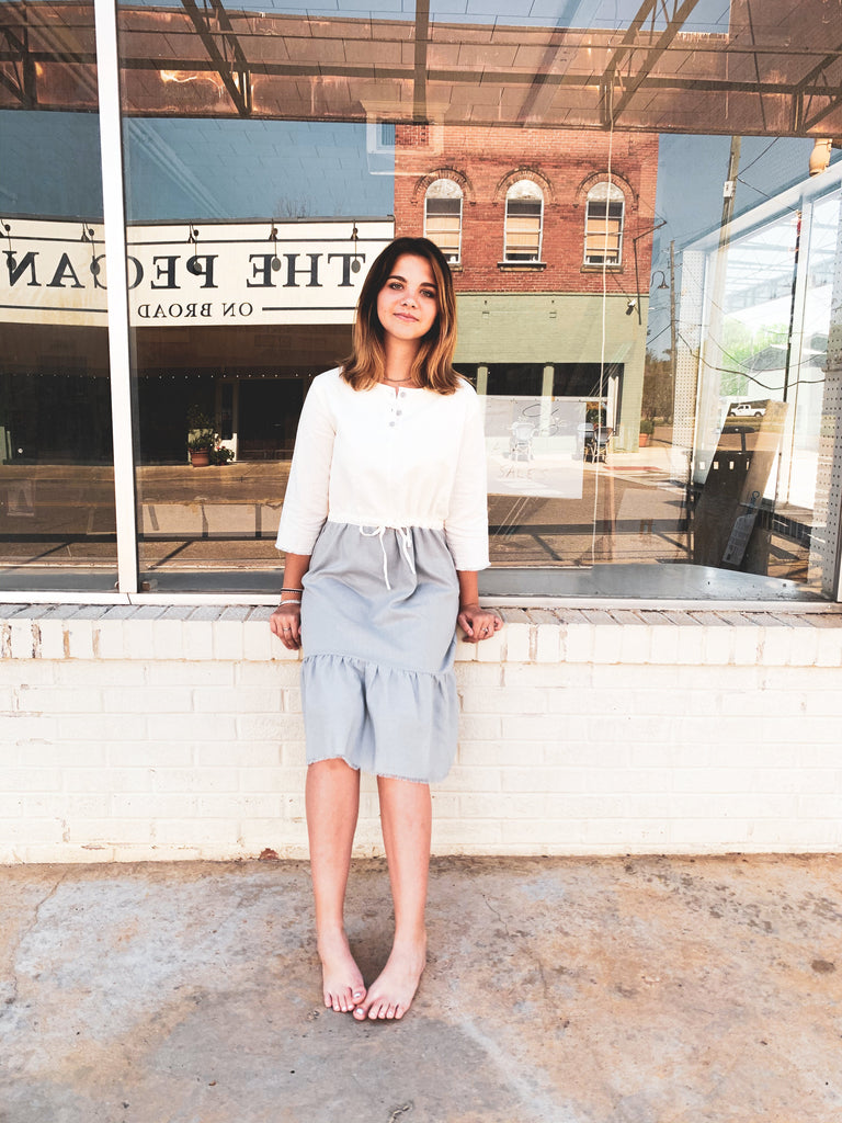 Teens Dusty Blue Linen Dress