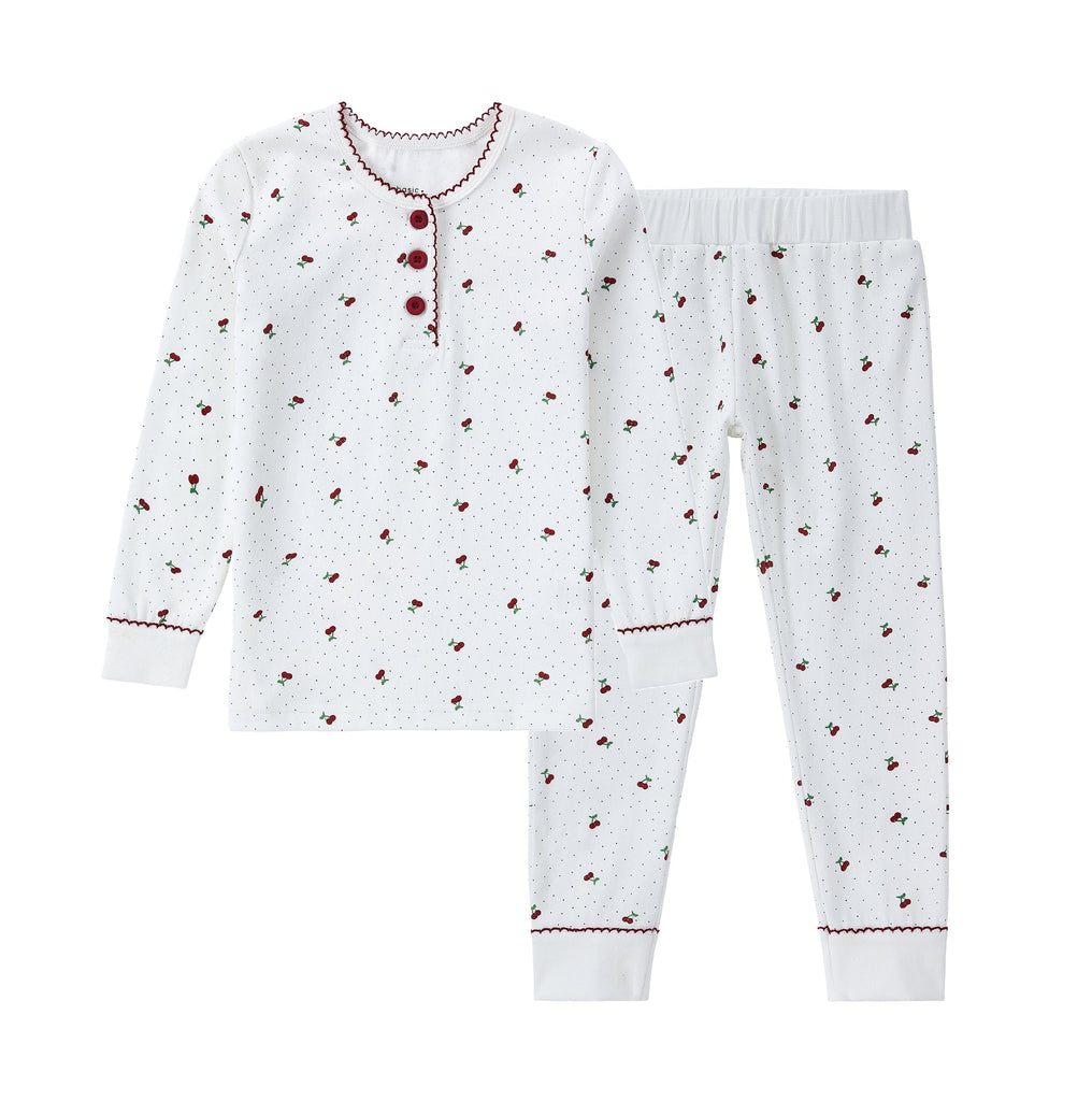 Cherry Printed Henley Pajama | Petit Rack